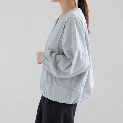 Women's Solid Color Spring Bomber Jacket – Loose Fit – Zipper Closure