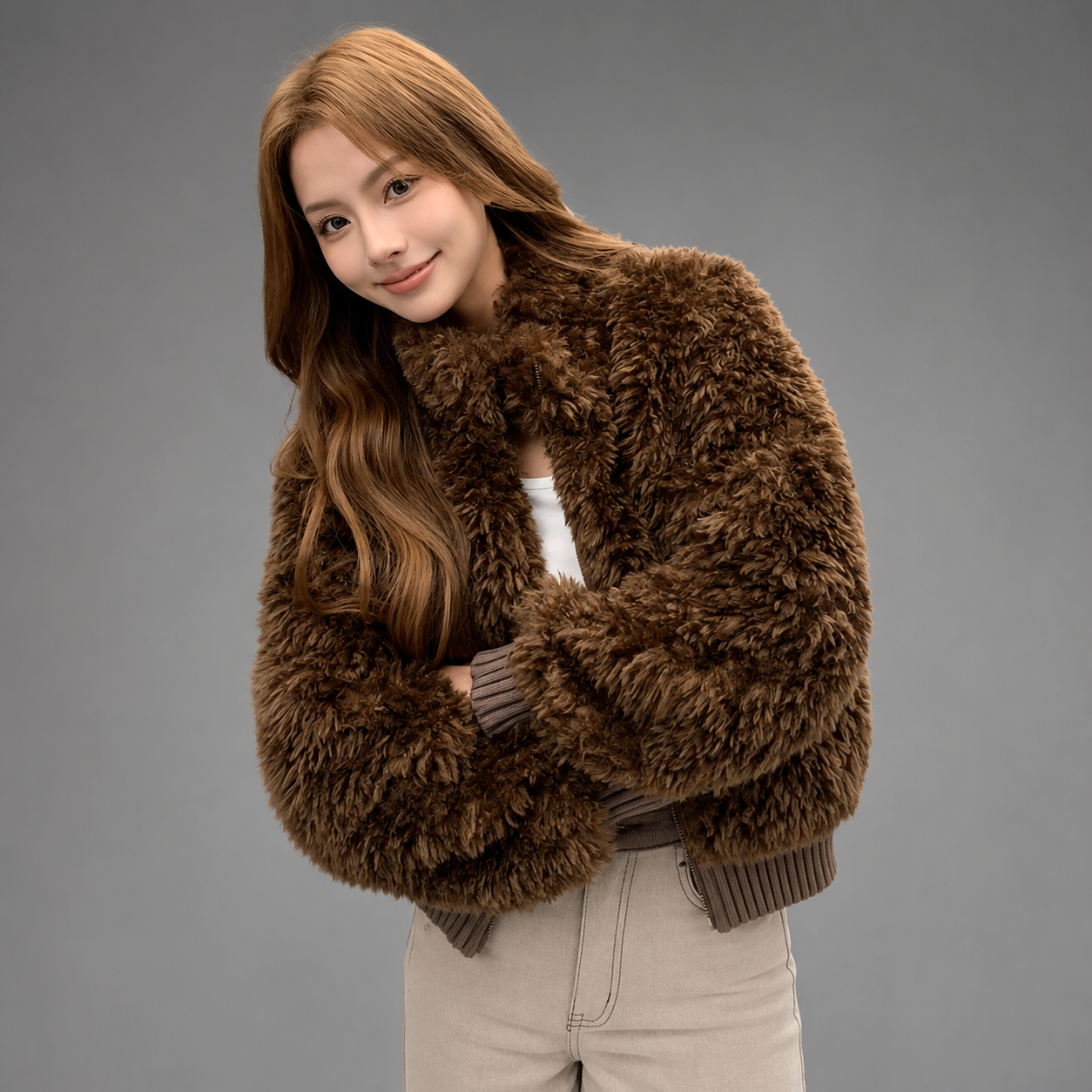 Women's Thick Plush Cotton Jacket – Stand Up Collar
