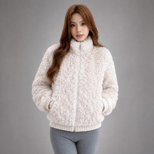 Women's Thick Plush Cotton Jacket – Stand Up Collar