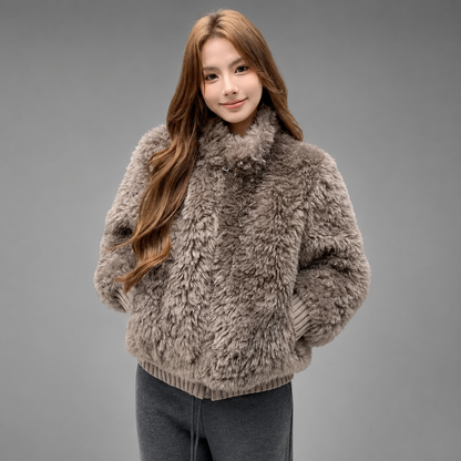 Women's Thick Plush Cotton Jacket – Stand Up Collar