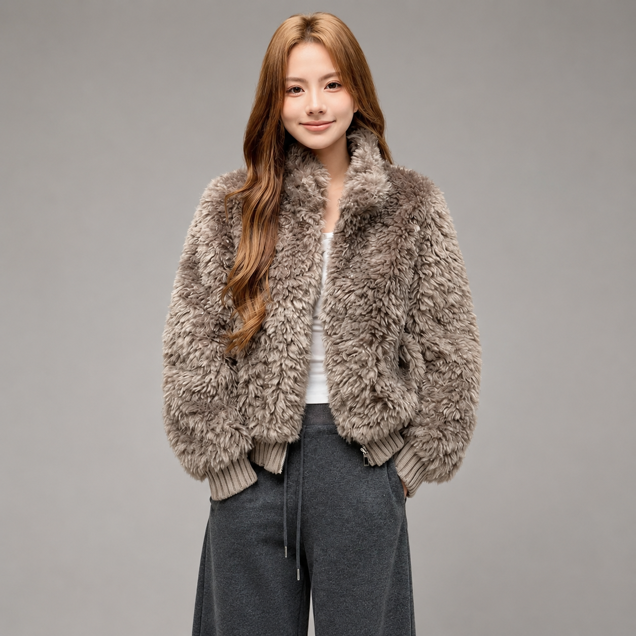 Women's Thick Plush Cotton Jacket – Stand Up Collar