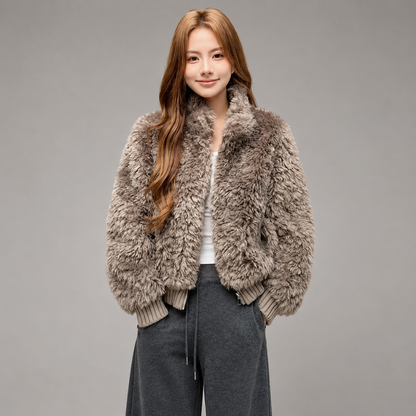 Women's Thick Plush Cotton Jacket – Stand Up Collar