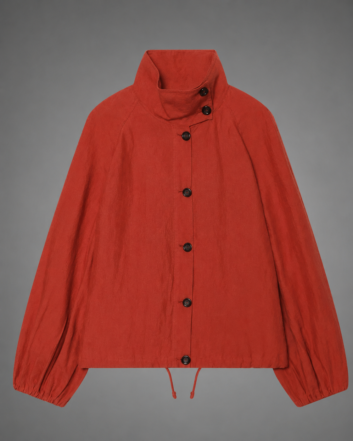 Women's Lightweight High Neck Jacket – Adjustable Drawstring Hem – Casual Fit