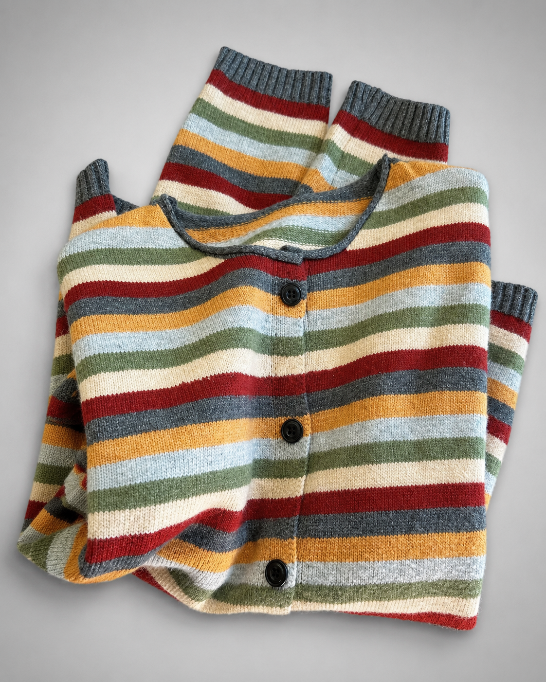 Women's Striped Knitted Cardigan – Loose Fit, Open Front for Autumn