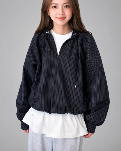 Women's Plaid Shirt Jacket – Hooded with Zipper Closure