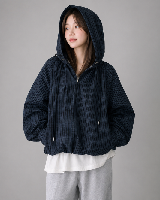 Women's Plaid Shirt Jacket – Hooded with Zipper Closure