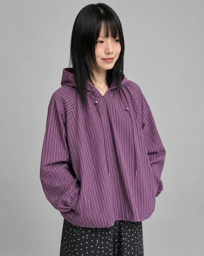 Women's Plaid Shirt Jacket – Hooded with Zipper Closure