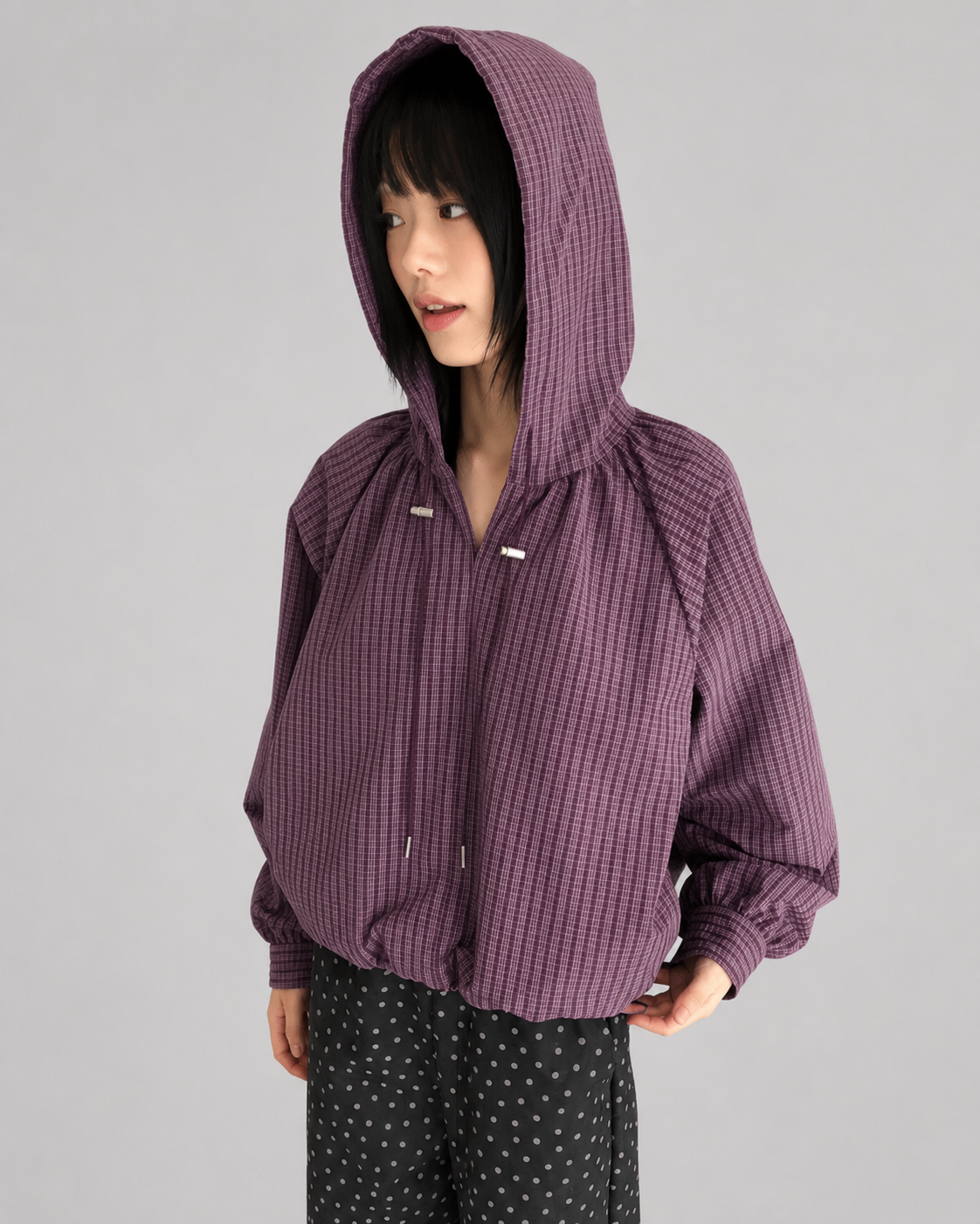 Women's Plaid Shirt Jacket – Hooded with Zipper Closure