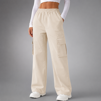Women's High-Waisted Baggy Joggers – Elastic Cargo Pants