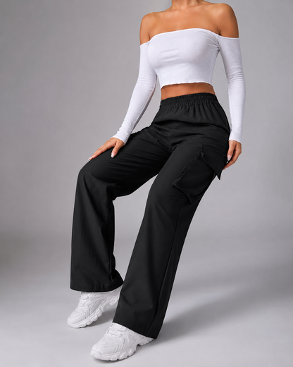 Women's High-Waisted Baggy Joggers – Elastic Cargo Pants