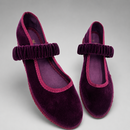 Women's Velvet Ballet Flats – Elastic Band Design