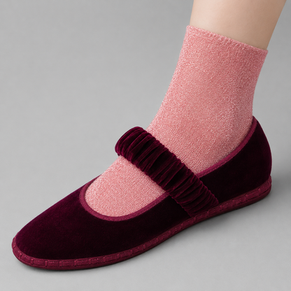 Women's Velvet Ballet Flats – Elastic Band Design