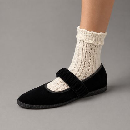 Women's Velvet Ballet Flats – Elastic Band Design