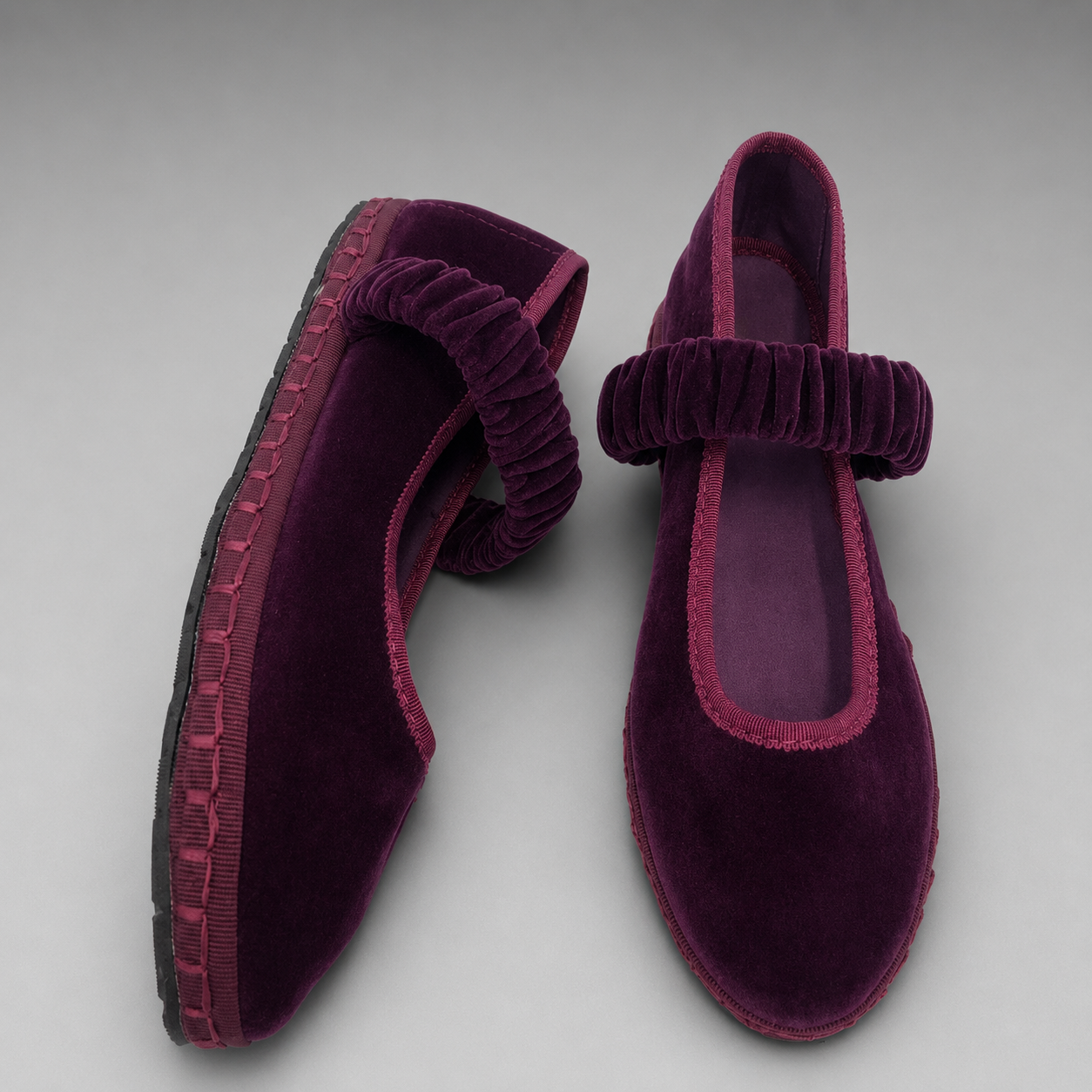 Women's Velvet Ballet Flats – Elastic Band Design