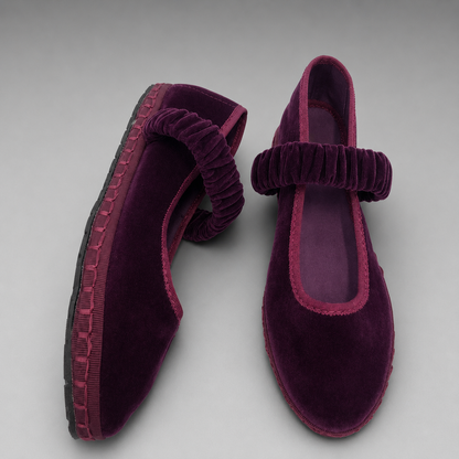 Women's Velvet Ballet Flats – Elastic Band Design