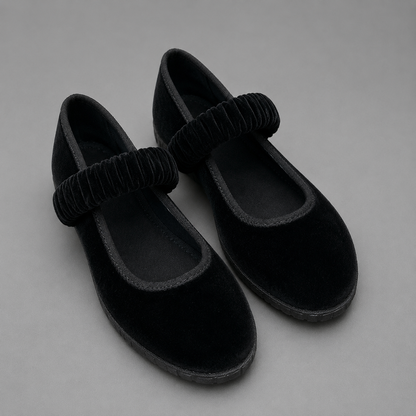 Women's Velvet Ballet Flats – Elastic Band Design