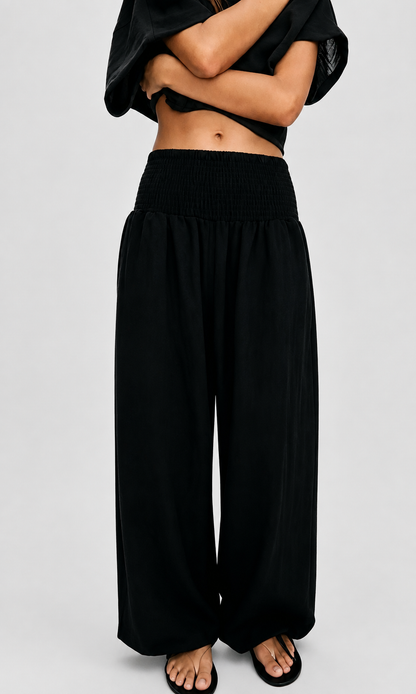 Women's Lightweight Cotton Linen High Waist Wide Leg Pants – Breathable for Summer