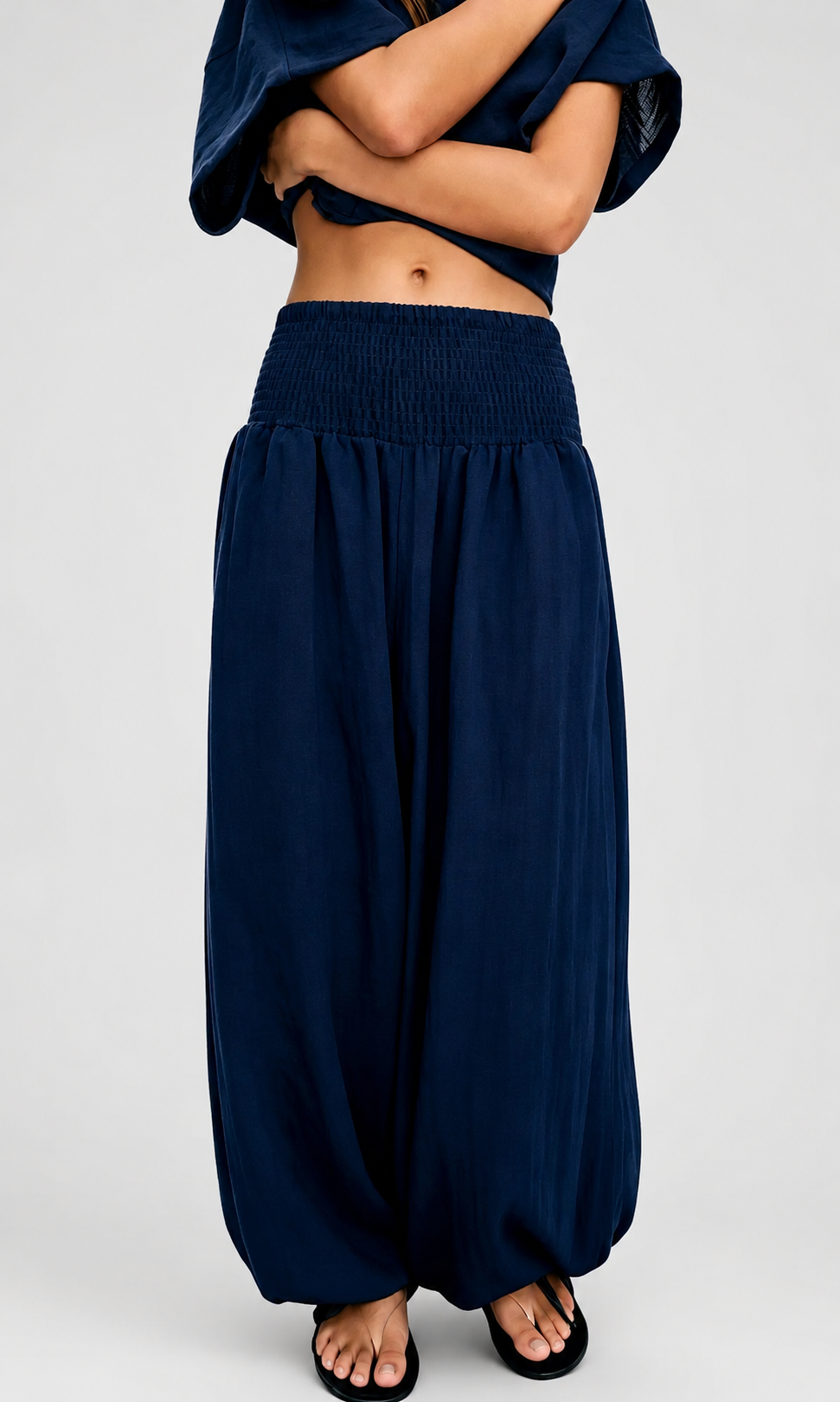 Women's Lightweight Cotton Linen High Waist Wide Leg Pants – Breathable for Summer