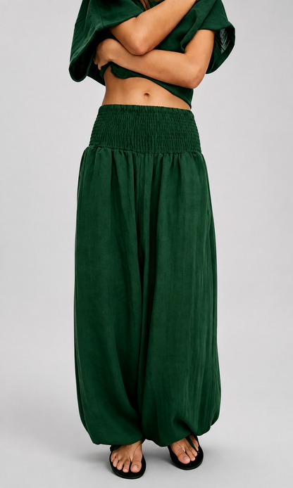 Women's Lightweight Cotton Linen High Waist Wide Leg Pants – Breathable for Summer