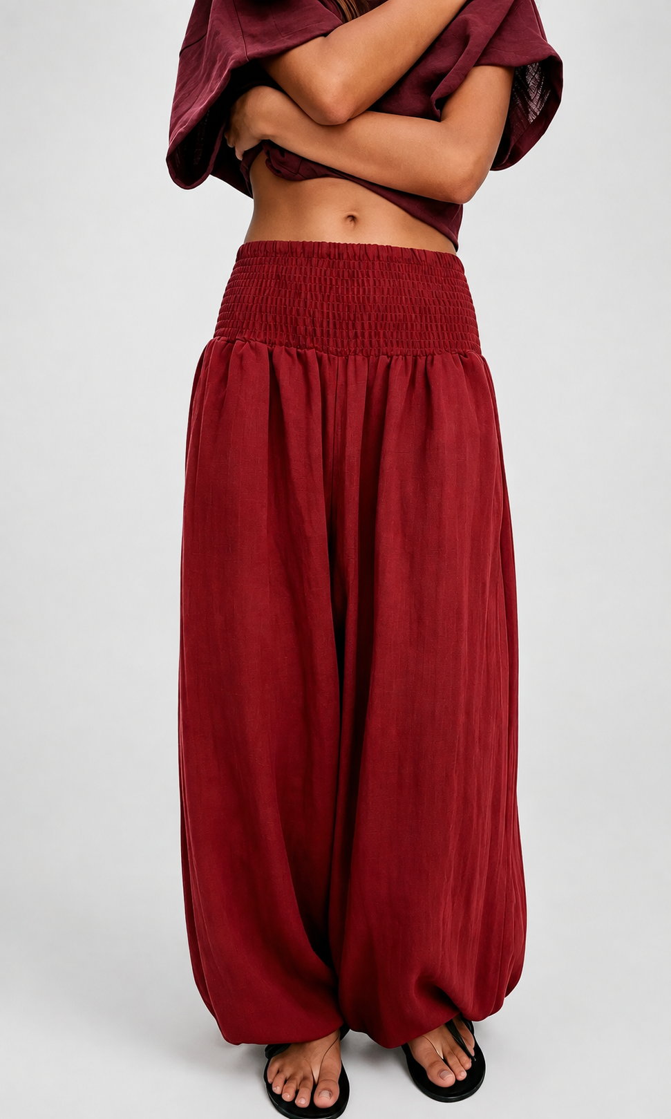Women's Lightweight Cotton Linen High Waist Wide Leg Pants – Breathable for Summer