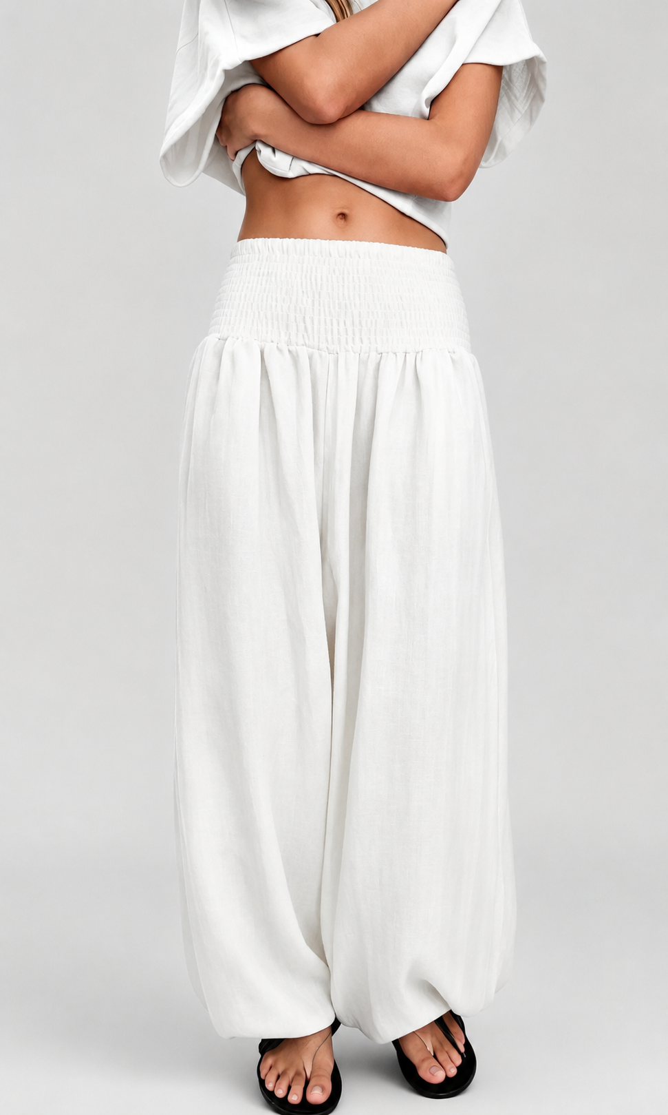 Women's Lightweight Cotton Linen High Waist Wide Leg Pants – Breathable for Summer