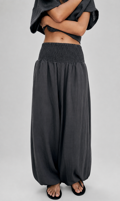 Women's Lightweight Cotton Linen High Waist Wide Leg Pants – Breathable for Summer