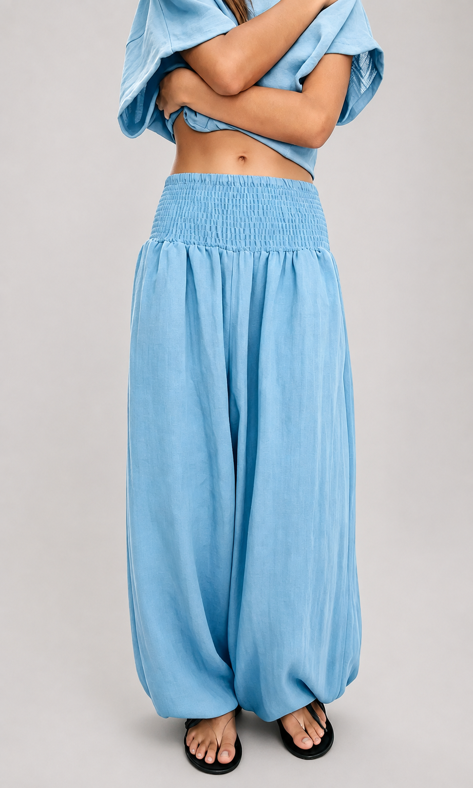 Women's Lightweight Cotton Linen High Waist Wide Leg Pants – Breathable for Summer