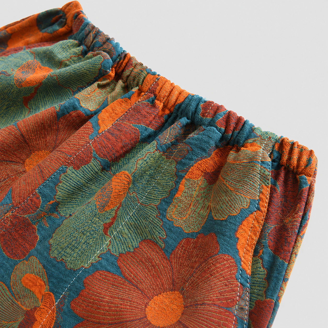 Women's Cotton Gauze Yoga Pants – Relaxed Fit with Artistic Print and Soft Elastic Waist