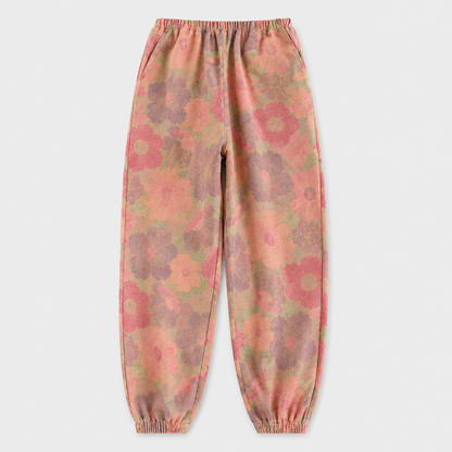 Women's Cotton Gauze Yoga Pants – Relaxed Fit with Artistic Print and Soft Elastic Waist