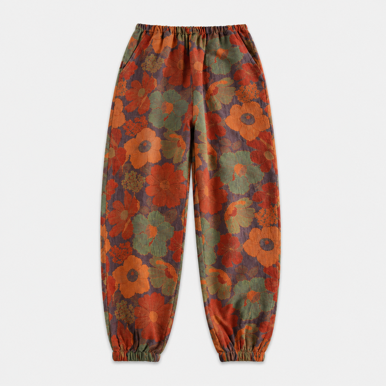 Women's Cotton Gauze Yoga Pants – Relaxed Fit with Artistic Print and Soft Elastic Waist