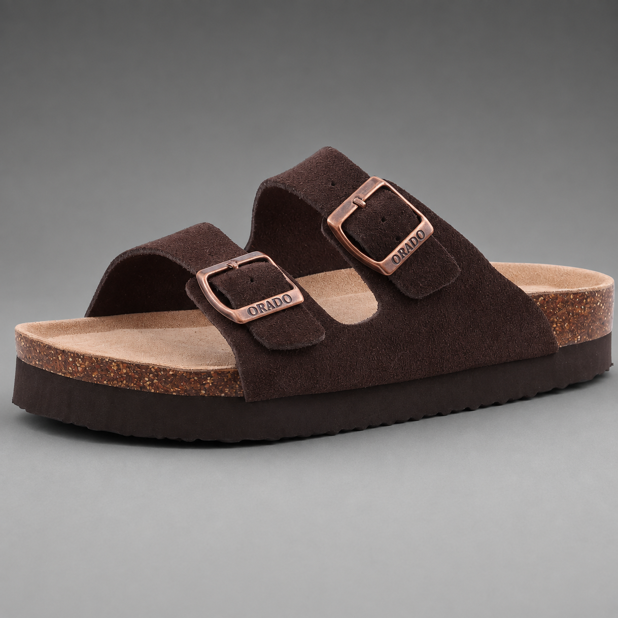 Women's Cork Suede Mules – Antislip with Arch Support and Adjustable Buckle