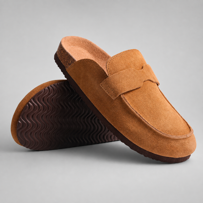 Women's Cork Suede Mules – Antislip with Arch Support and Adjustable Buckle