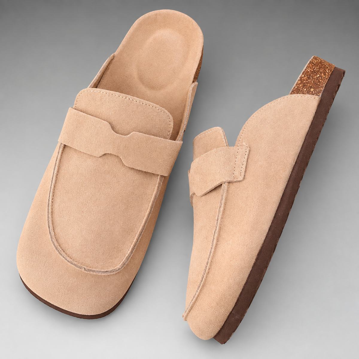 Unisex Cork Suede Clogs – Antislip with Arch Support