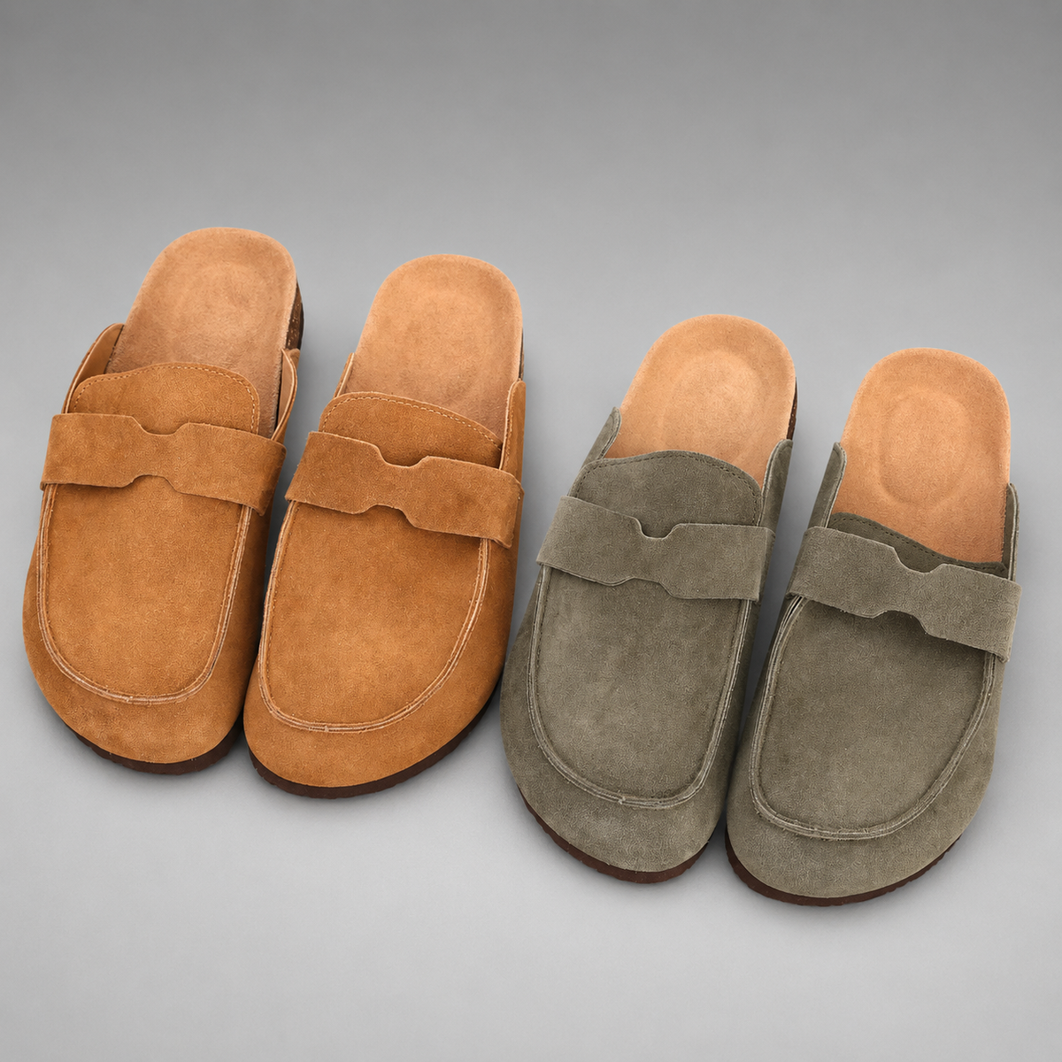 Unisex Cork Suede Clogs – Antislip with Arch Support