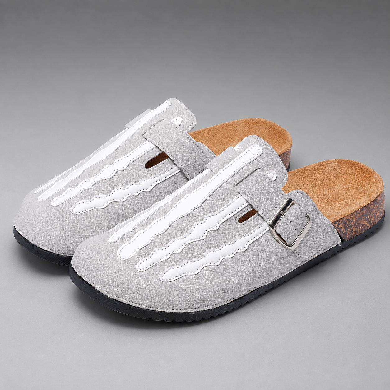 Cork Clogs – Arch Support with Striped Pattern