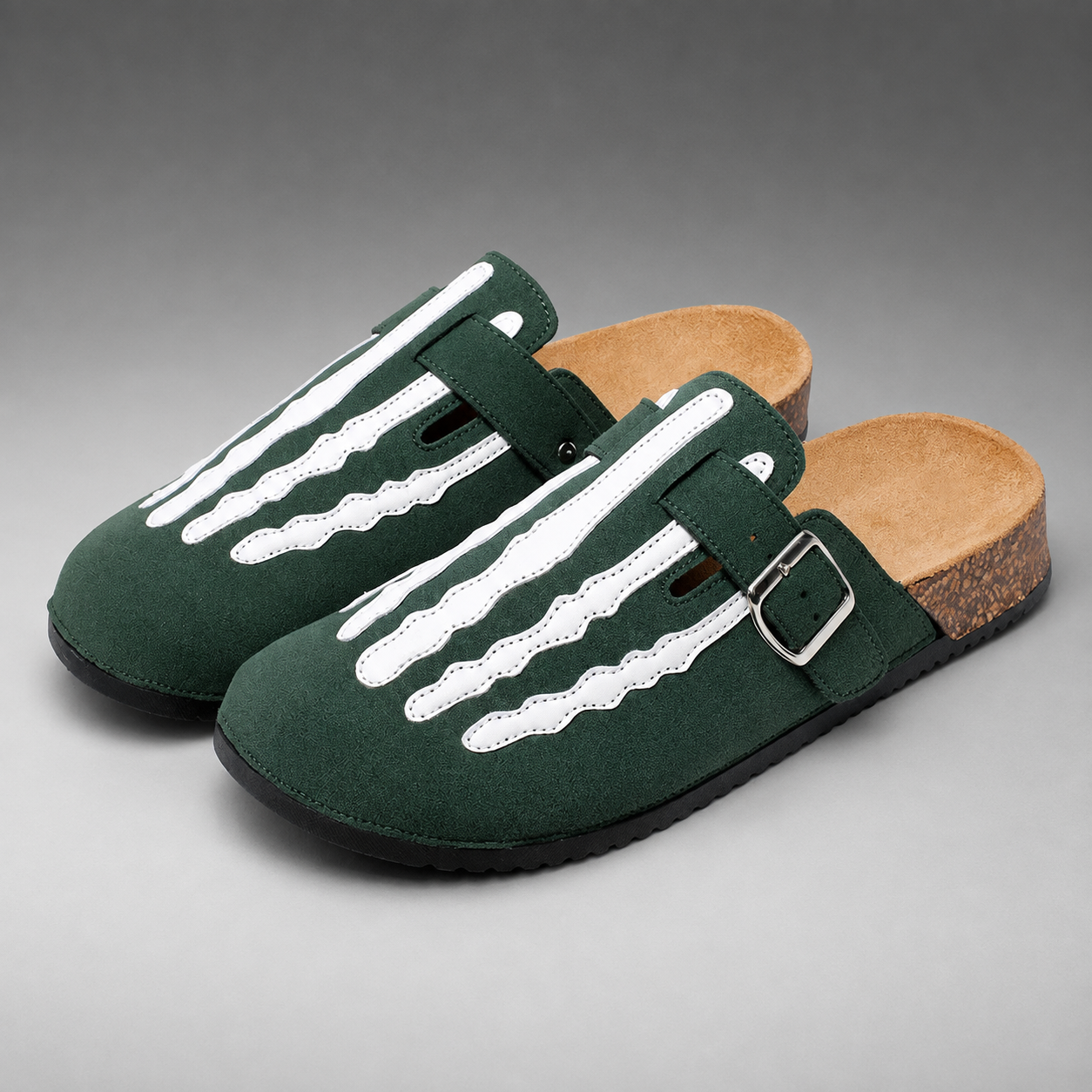 Cork Clogs – Arch Support with Striped Pattern