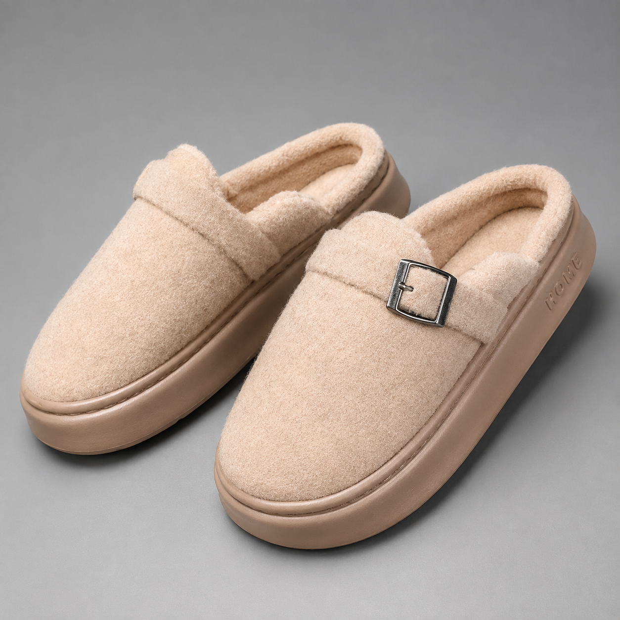 Women's Plush Indoor Slippers – Fluffy Fur Design, Slip-On Closure