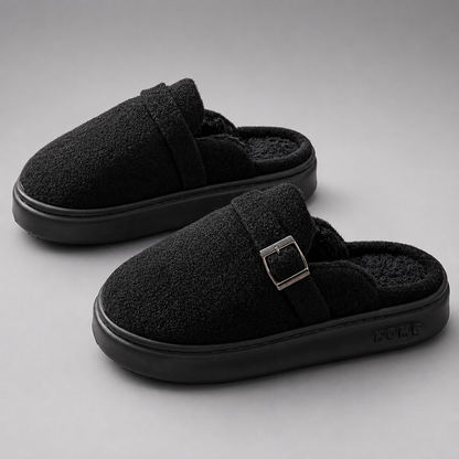 Women's Plush Indoor Slippers – Fluffy Fur Design, Slip-On Closure