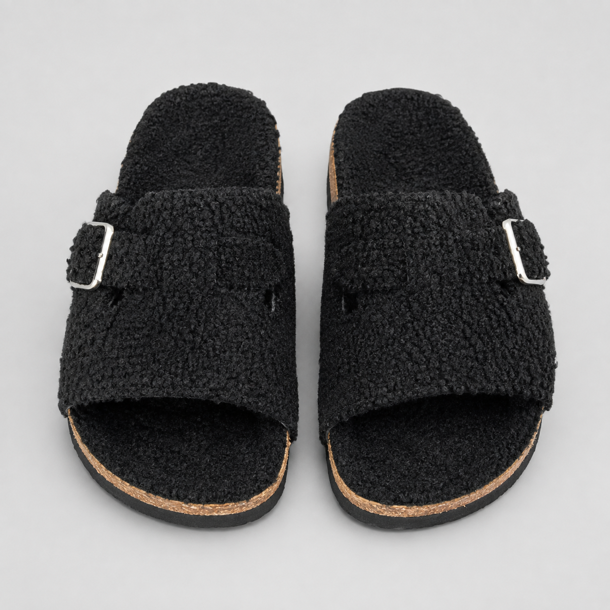 Women's Faux Fur House Slippers – Soft Sole, Open-Toe Design with Adjustable Straps