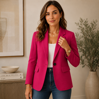 Women's Classic Fit Blazer – Single-Breasted with Notch Lapel