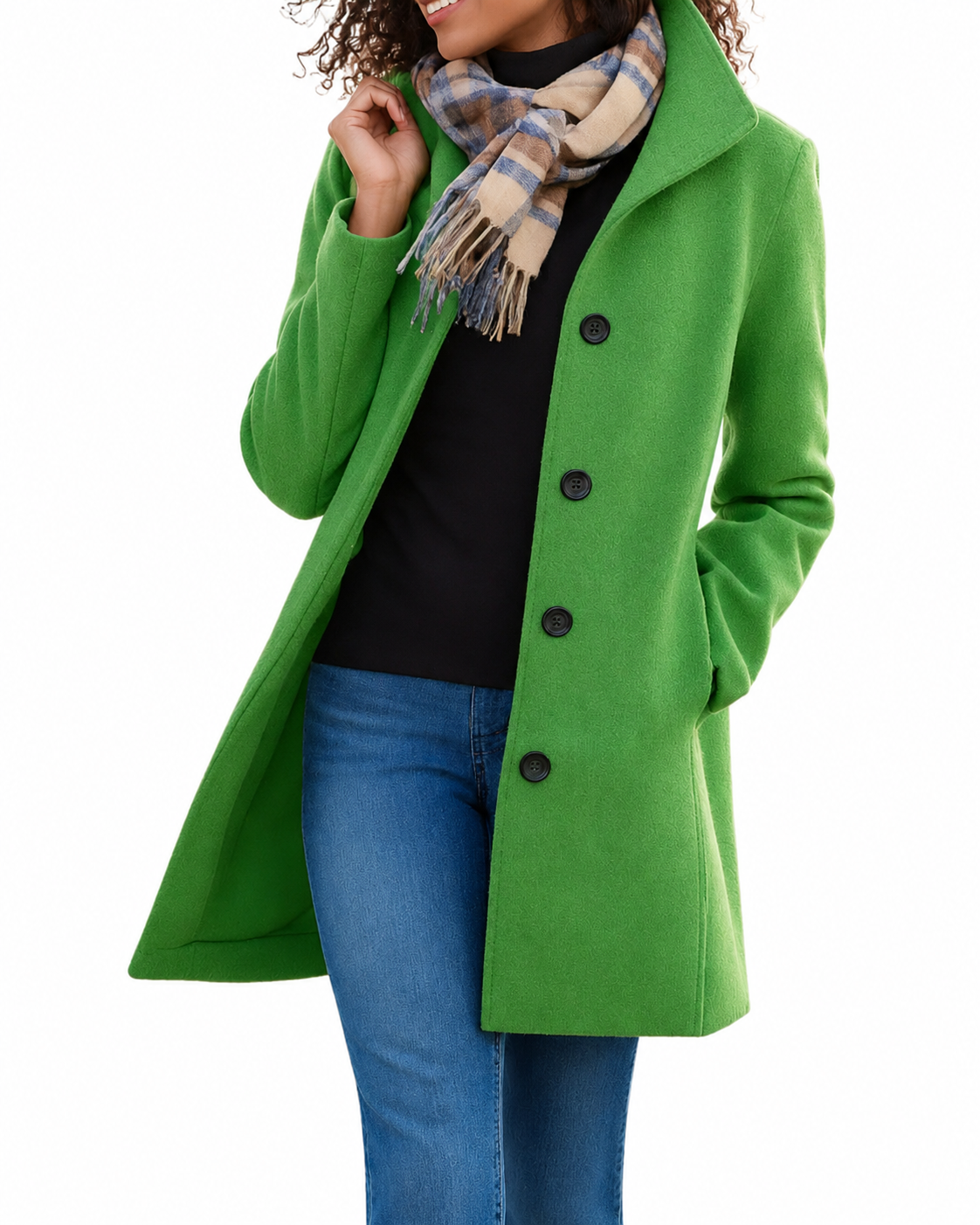 Women's Wool Winter Coat – Classic Design with Button Closure