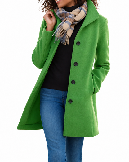 Women's Wool Winter Coat – Classic Design with Button Closure