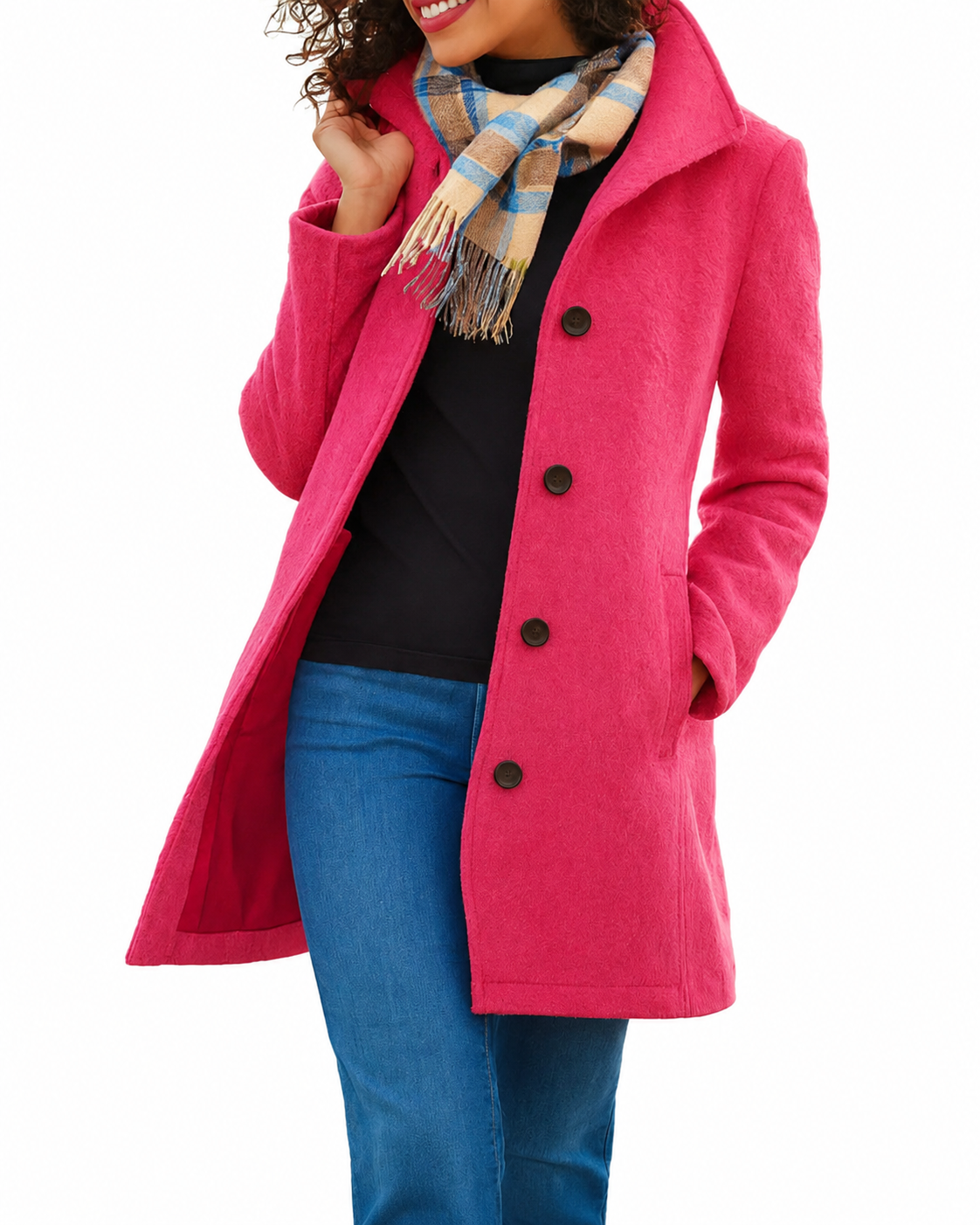 Women's Wool Winter Coat – Classic Design with Button Closure