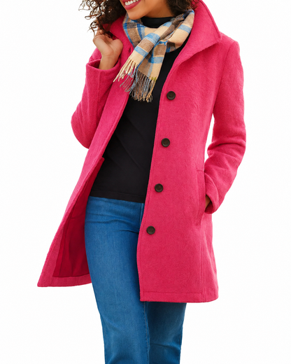 Women's Wool Winter Coat – Classic Design with Button Closure