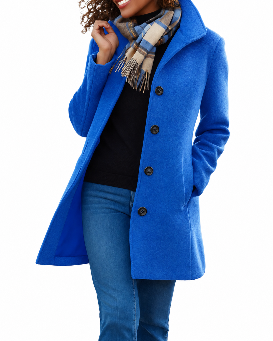 Women's Wool Winter Coat – Classic Design with Button Closure
