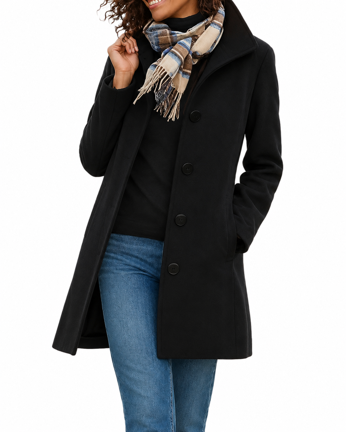 Women's Wool Winter Coat – Classic Design with Button Closure