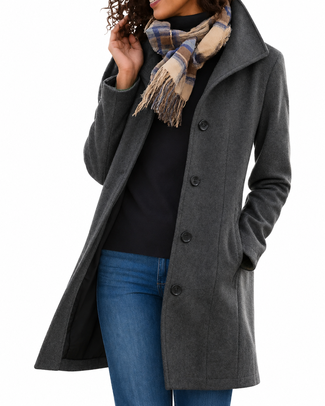 Women's Wool Winter Coat – Classic Design with Button Closure