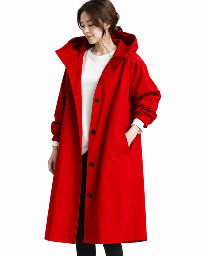 Women's Lightweight Waterproof Trench Coat – Hooded Design