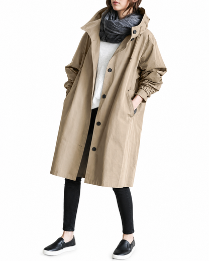 Women's Lightweight Waterproof Trench Coat – Hooded Design