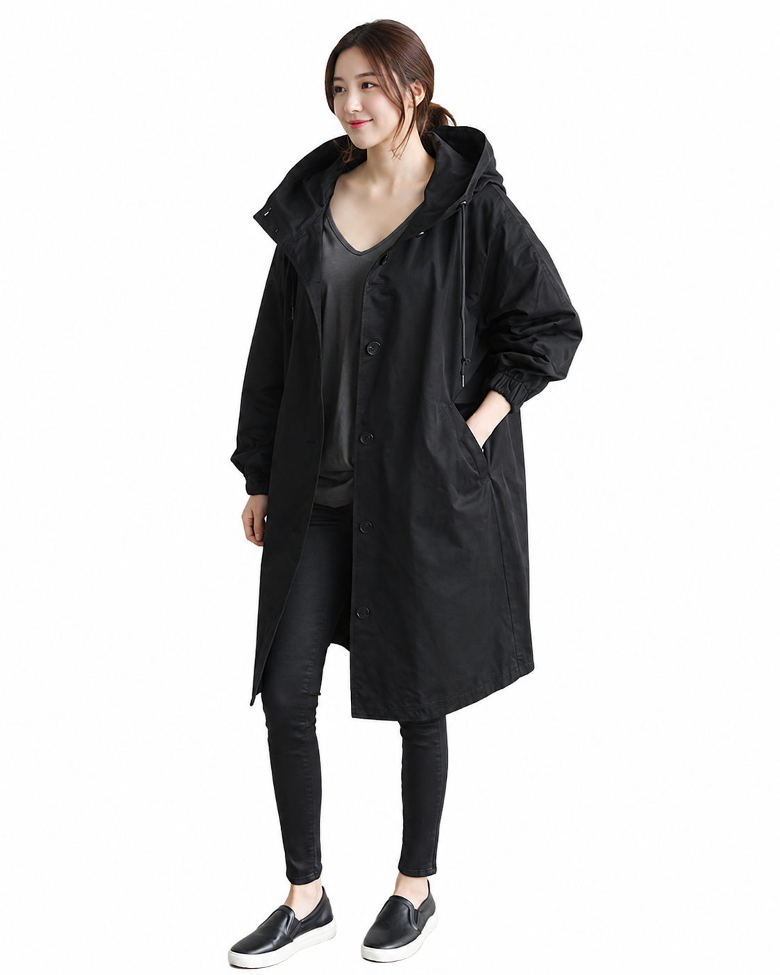 Women's Lightweight Waterproof Trench Coat – Hooded Design